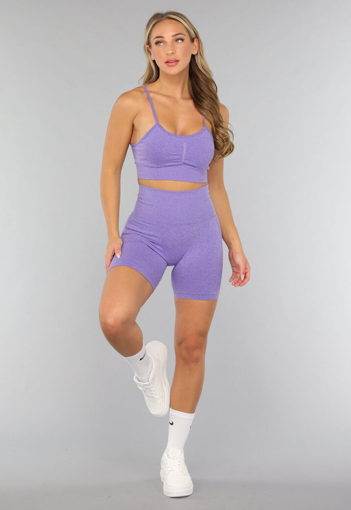 Paarse Sportieve Set met Biker Short