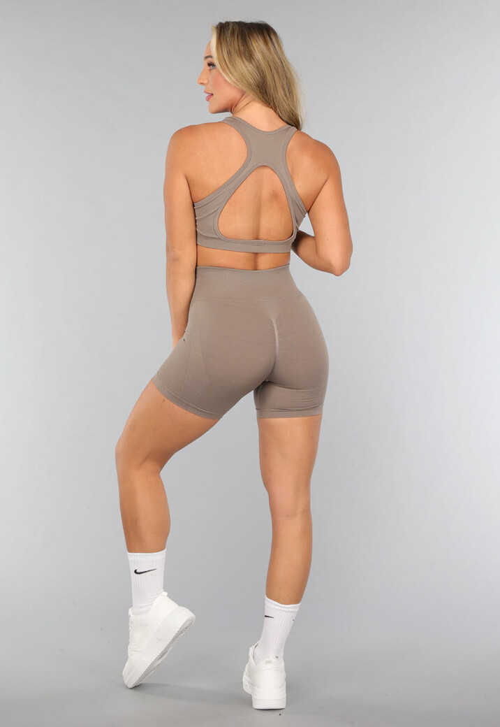 Taupe Fitness Set met Uitneembare Pads