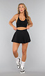 Zwarte Sportset met Geplooide Rok