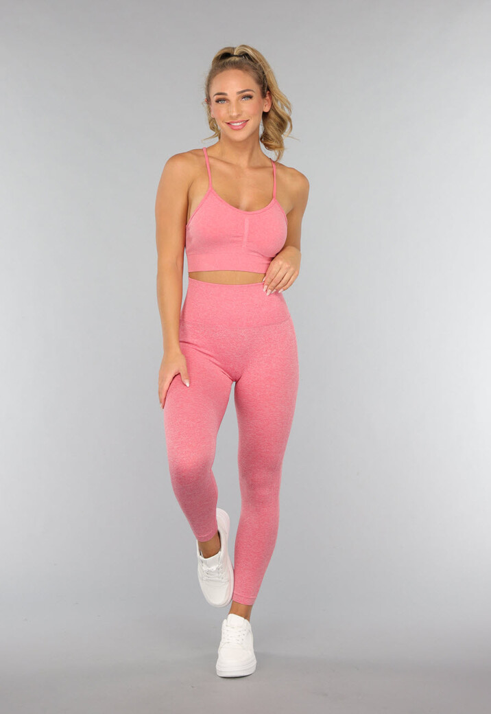 Koraal Kleurige Gym Legging met Scrunch