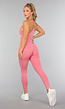 Koraal Kleurige Gym Legging met Scrunch
