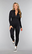 Zwarte Aansluitende Jumpsuit met Ritssluiting