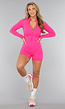 Hard Roze Sportieve Zipper Playsuit