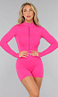 Hard Roze Sportieve Zipper Playsuit