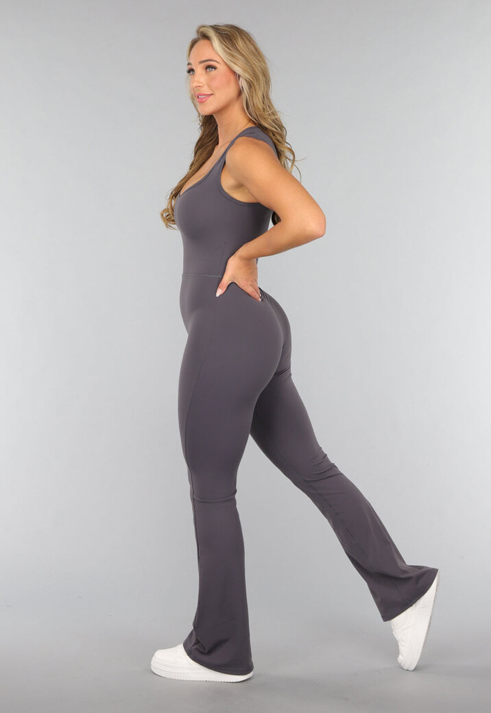 Antraciet Flair Jumpsuit met Brede Schouderbanden