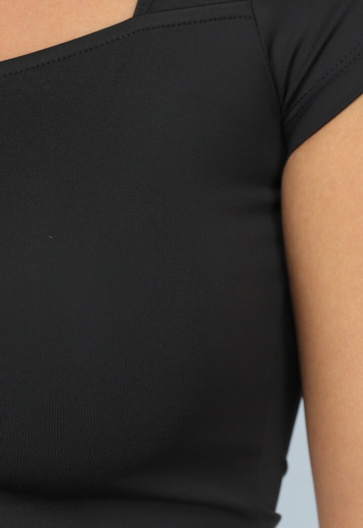 Vierkante Hals Top met Korte Mouwen