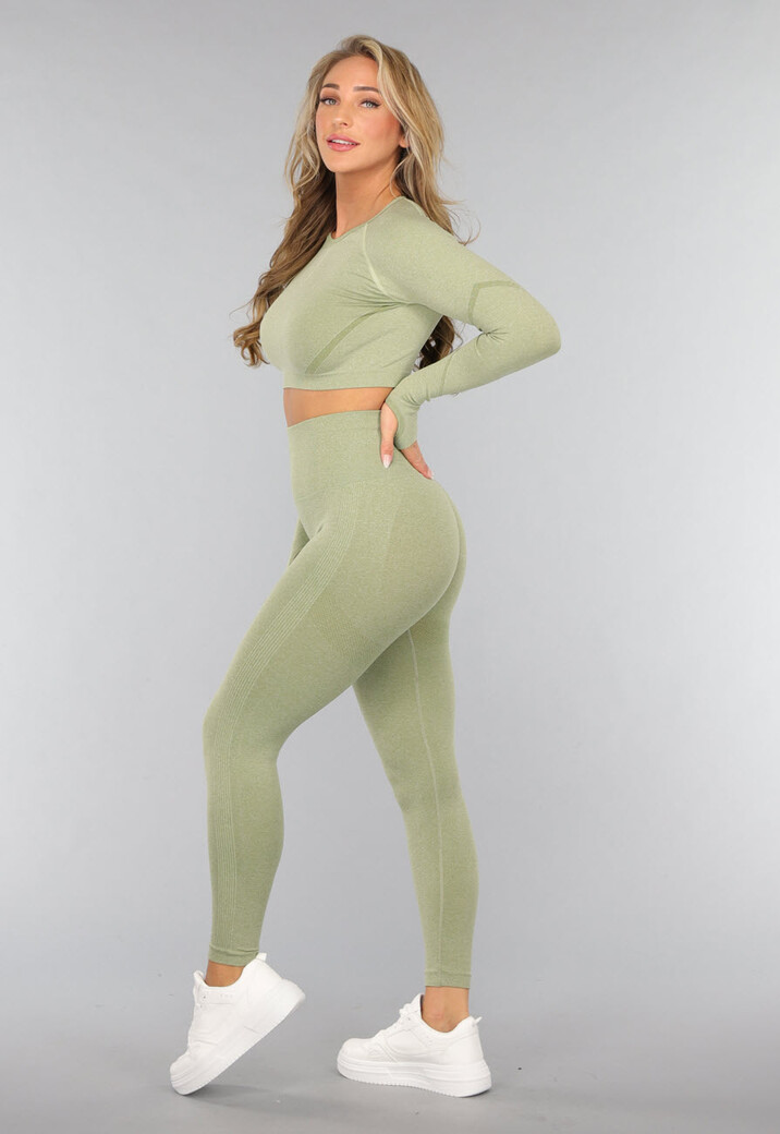 Lichtgroene Cropped Longsleeve Sporttop