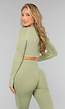 Lichtgroene Cropped Longsleeve Sporttop