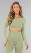 Lichtgroene Cropped Longsleeve Sporttop