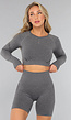 Grijze Lange Mouwen Sporttop met Duimgaten