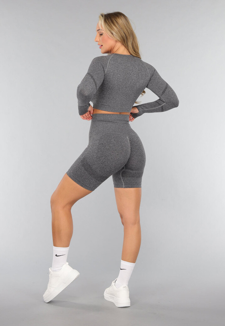 Grijze Lange Mouwen Sporttop met Duimgaten