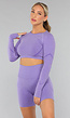 Paarse Korte Longsleeve Sporttop