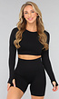 Zwarte Longsleeve Sporttop met Duimgaten