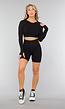 Zwarte Longsleeve Sporttop met Duimgaten