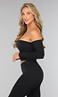 Off Shoulder Top met Lange Mouwen in Zwart