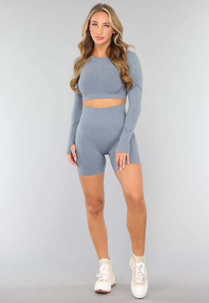 Blauwe Korte Sport Short met Scrunch