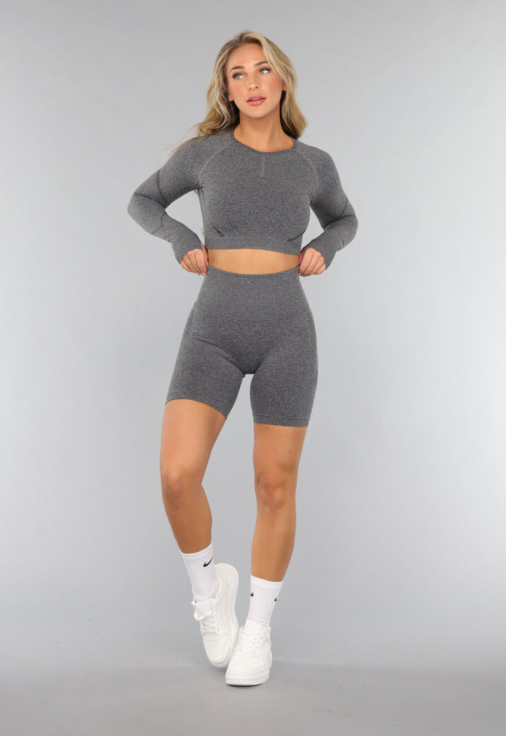 Grijze Fitness Short met Scrunch