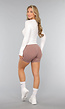 Taupe Fitness Short met Scrunch