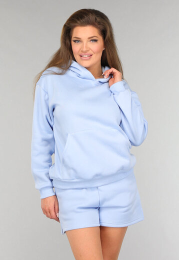 Blauwe Fleece Lounge Set met Short