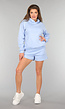 Blauwe Fleece Lounge Set met Short