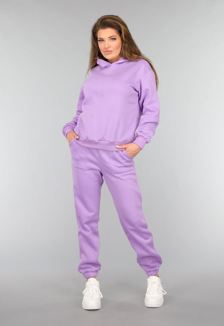 Paarse Fleece Two Piece met Capuchon