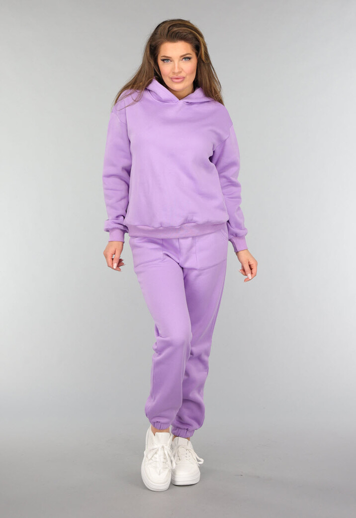 Paarse Fleece Two Piece met Capuchon