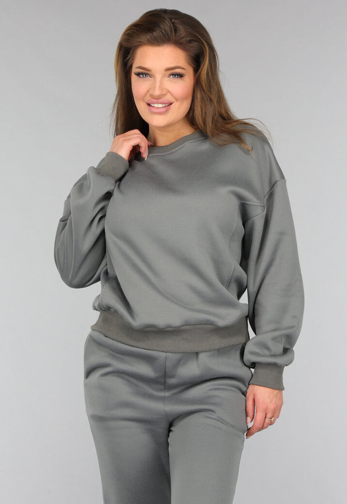 Donkergrijze Fleece Lounge Set