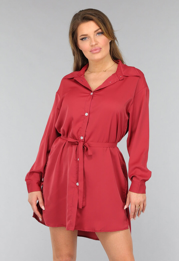 Roestbruine Lange Blouse met Broekje en Tailleband