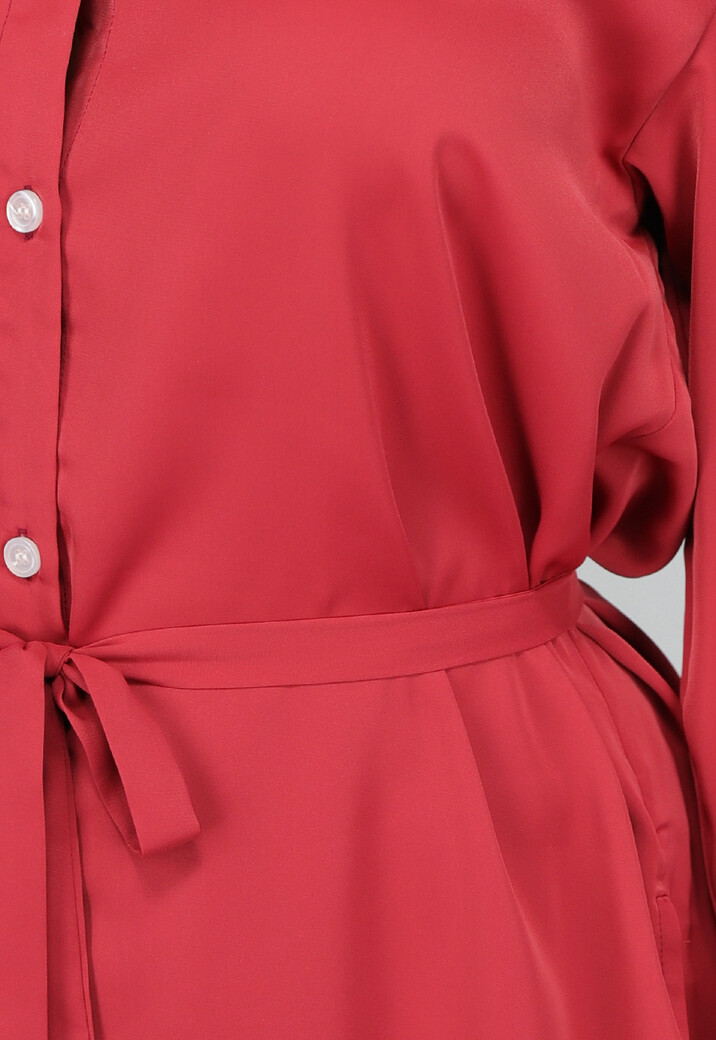 Roestbruine Lange Blouse met Broekje en Tailleband