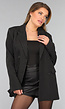Zwarte Oversized Blazer met Krijtstreep