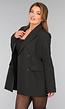 Zwarte Oversized Blazer met Krijtstreep
