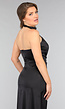 Zwarte Satijnen Halter Jurk met Split
