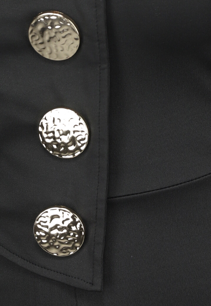 Zwarte Strapless Jumpsuit met Knoopdetail