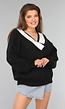 Zwarte Gebreide Trui met Pofmouwen