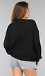 Zwarte Gebreide Trui met Pofmouwen
