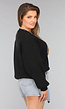 Zwarte Gebreide Trui met Pofmouwen