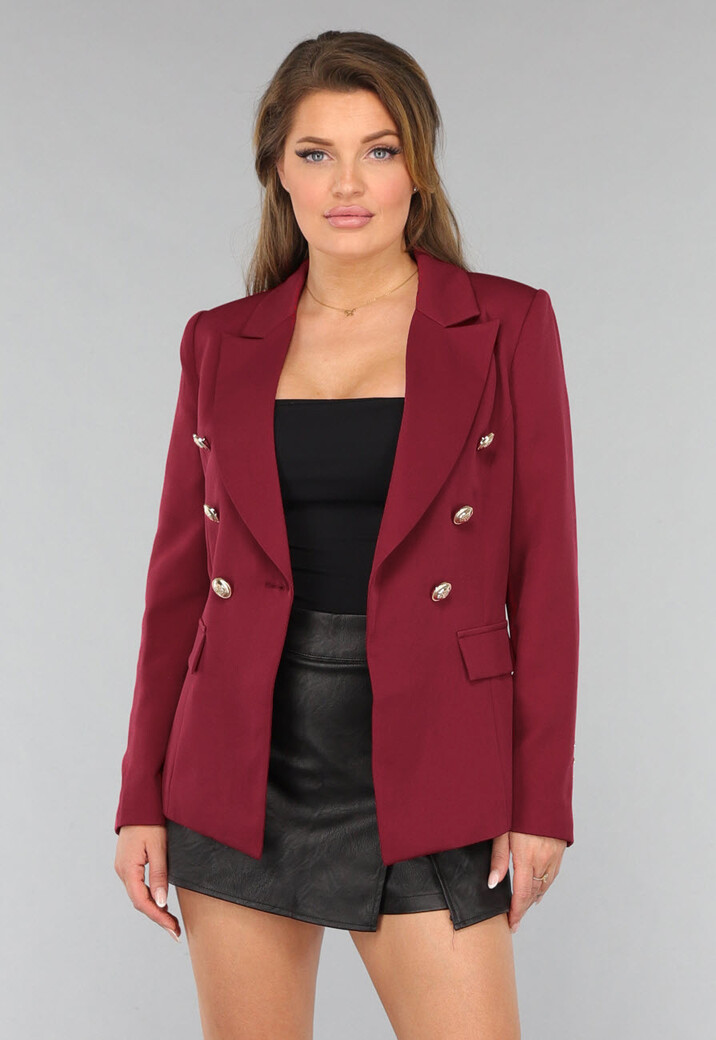Wijnrode Button Blazer