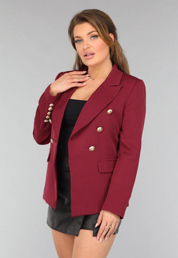 Wijnrode Button Blazer