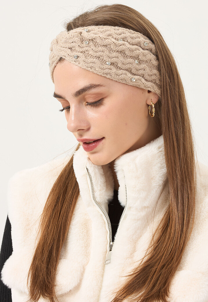 Gebreide Haarband met Glitter Steentjes