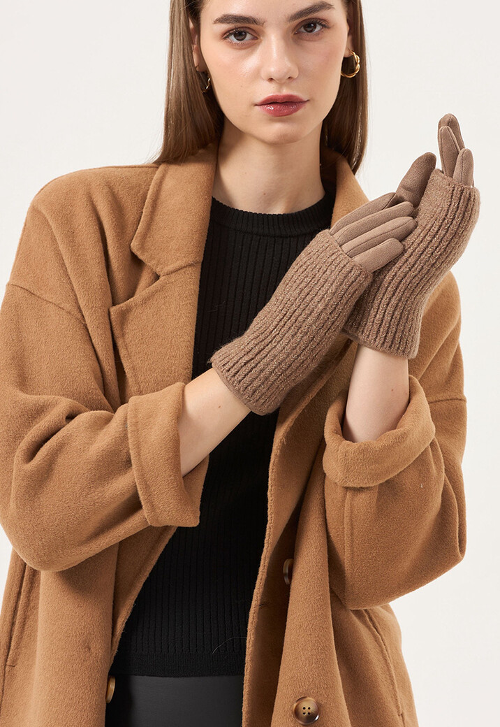 Suèdelook Overslag Handschoenen