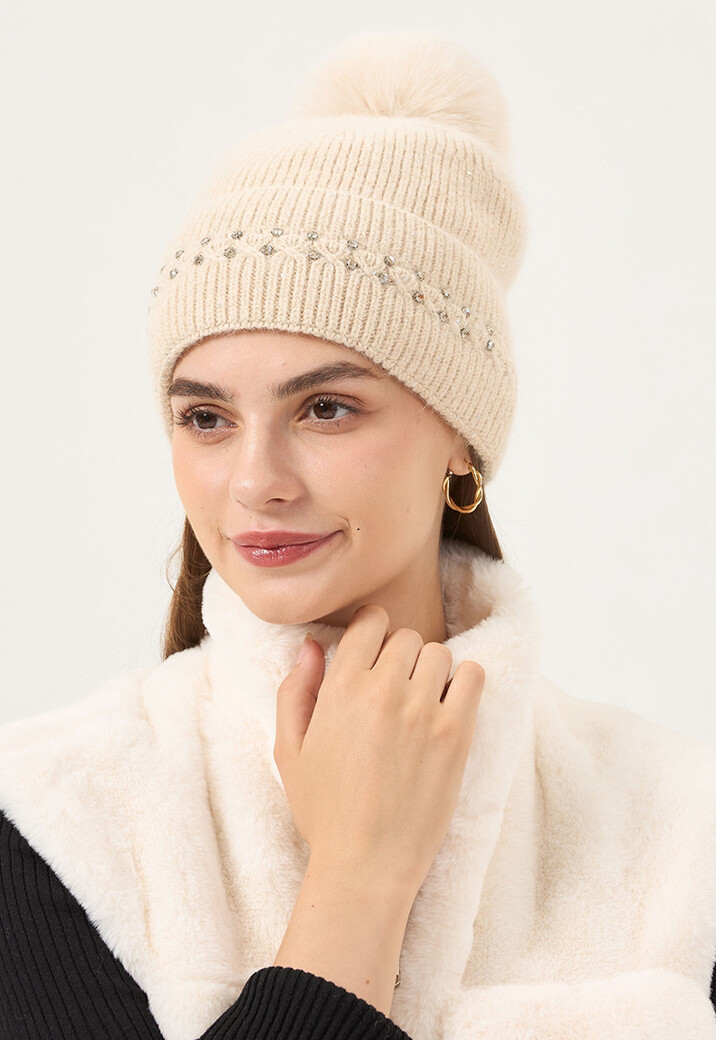 Gebreide Glitter Muts met Pompon