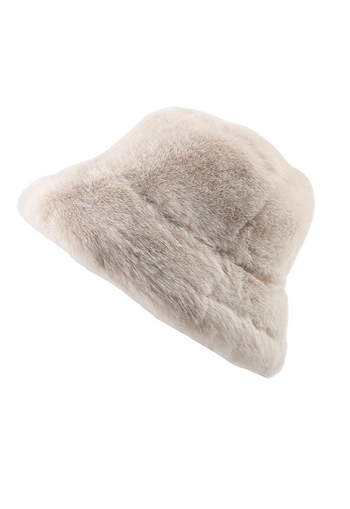 Suèdelook Bucket Hat met Bont Randje