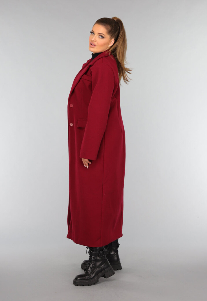 Lange Stoffen Burgundy Trenchcoat