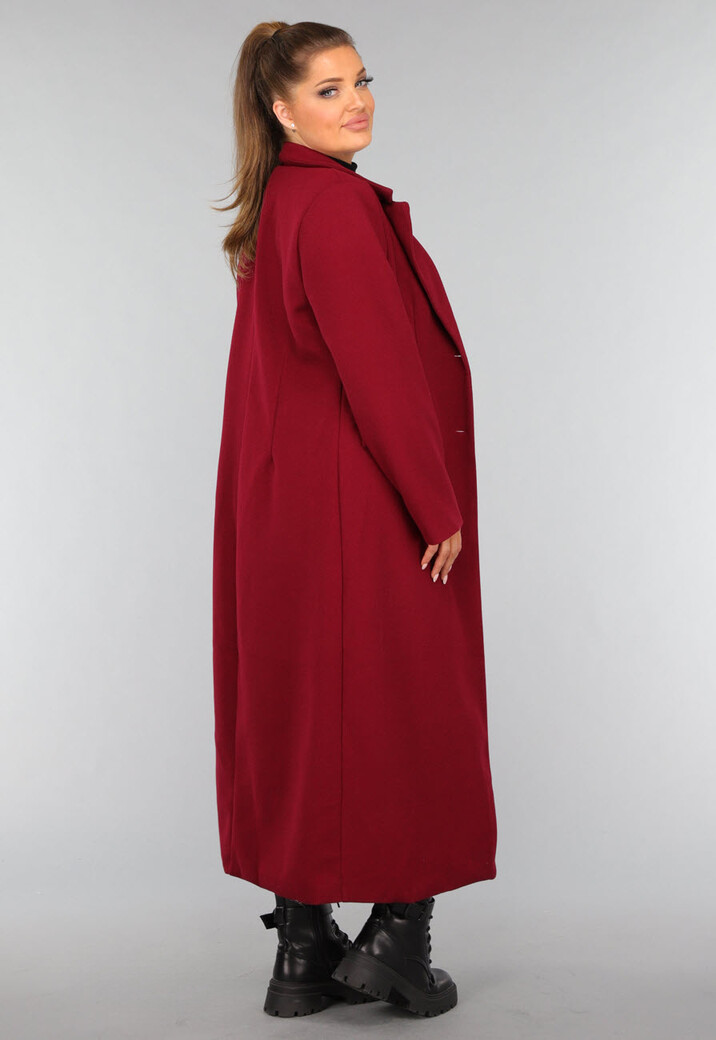 Lange Stoffen Burgundy Trenchcoat