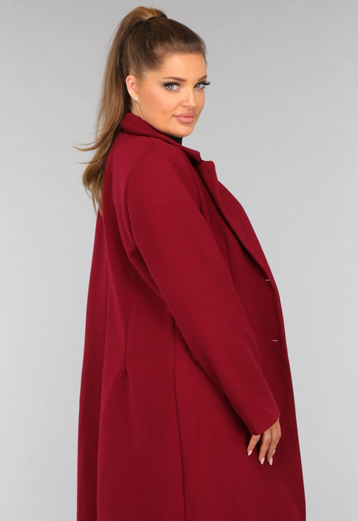 Lange Stoffen Burgundy Trenchcoat