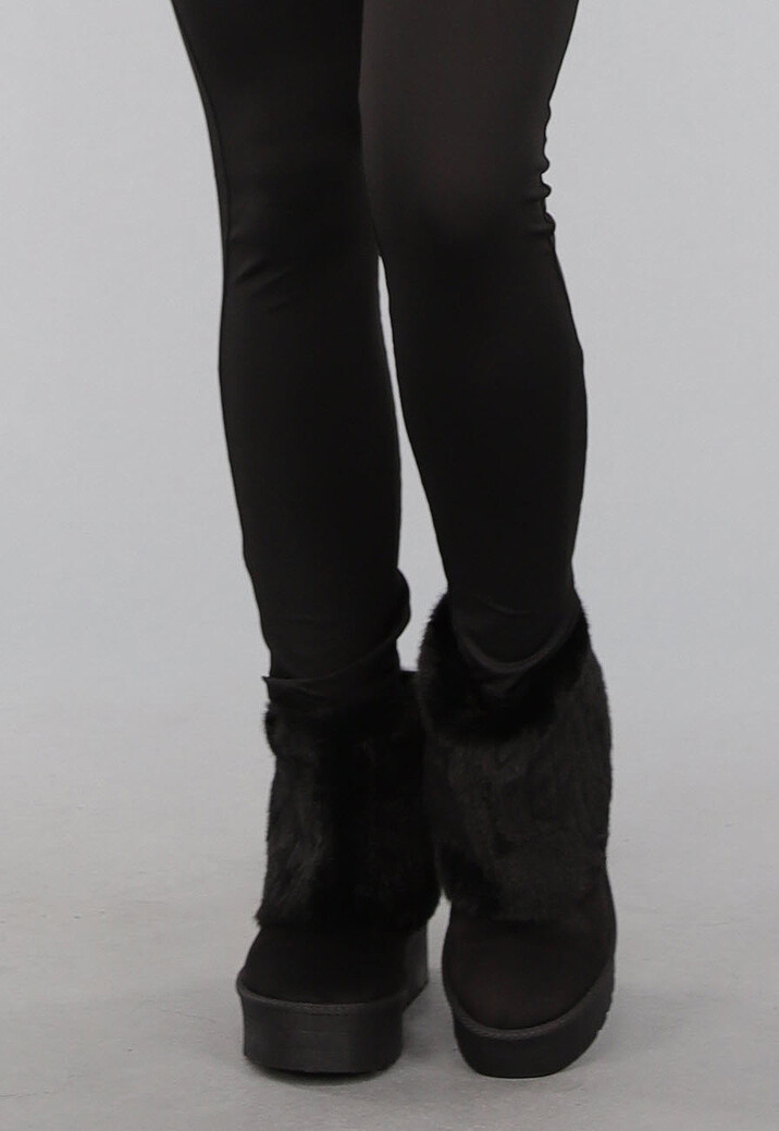 Korte Zwarte Faux Fur Snowboots