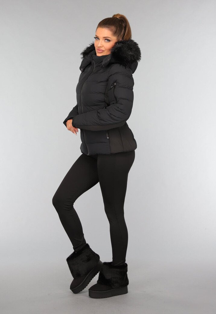 Korte Zwarte Faux Fur Snowboots