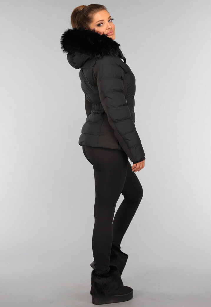 Korte Zwarte Faux Fur Snowboots