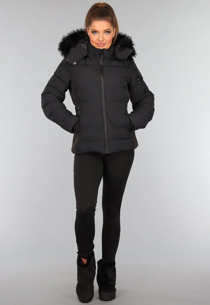 Korte Zwarte Faux Fur Snowboots