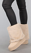 Beige Faux Fur Laarzen met Plateau